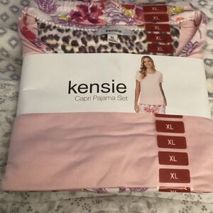Kensie Floral and Leopard Print Capri Pajama Set